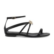 Dee Ocleppo Satin Ankelrem Sandal med Swarovski Båge Black, Dam