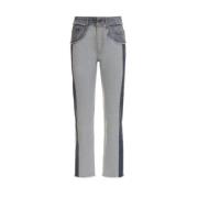 Chiara Ferragni Collection Patchwork Frayed Denim Jeans Blue, Dam