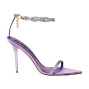 Hibourama Elegant Satinsandaler med Kristallrem Purple, Dam