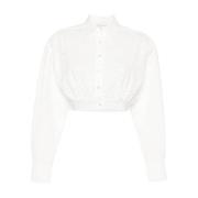Ermanno Scervino Broderat motiv klassisk krage skjorta White, Dam
