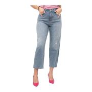 Just Cavalli Straight Leg Jeans med Rhinestone Detaljer Blue, Dam