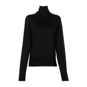 Jil Sander Svart hög hals tröja Black, Dam