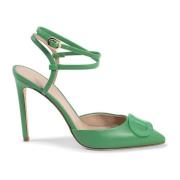 Dee Ocleppo Svart Läder Stiletto Pump Green, Dam