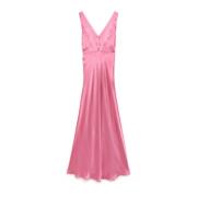 Maliparmi Elegant Maxiklänning med V-Hals Pink, Dam