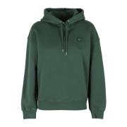 Maison Kitsuné Räv Huvud Patch Hoodie Green, Dam