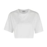 Dondup Avslappnad Bomull T-shirt White, Dam