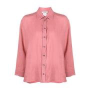 Max Mara Flamingo Pink Linen Shirt Red, Dam