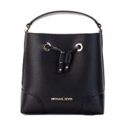 Michael Kors Svart Pebbled Läder Bucket Crossbody Väska Black, Dam