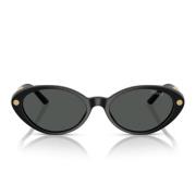 Versace Ovala solglasögon med mörkgrå linser Black, Unisex
