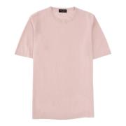 Roberto Collina Broderad Stickad T-shirt Pink, Herr