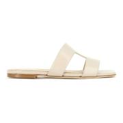 Fabio Rusconi Lyxiga Läder Sandal Slides Beige, Dam