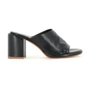 Fabio Rusconi Svart Läder Mule Slip-On Klackar Black, Dam