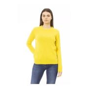 Baldinini Gul Ull Crewneck Sweater med Metallmonogram Yellow, Dam
