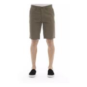 Baldinini Bomull Bermuda Shorts i Enfärgad Green, Herr