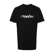 Moncler Svart Logodetalj Crew Neck T-shirt Black, Herr