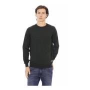 Baldinini Monogram Crewneck Sweater Grön Tyg Green, Herr