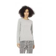 Baldinini Grå Ull Crew Neck Sweater Gray, Dam