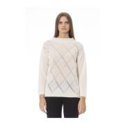 Baldinini Beige Wool Ribbed Neck Sweater Beige, Dam