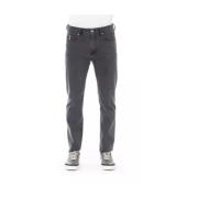 Baldinini Grå Bomulls Jeans Pant med Logo Knapp Gray, Herr