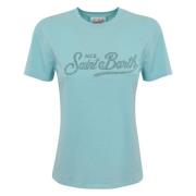 MC2 Saint Barth Kvinnors Broderad T-shirt Kortärmad Blue, Dam