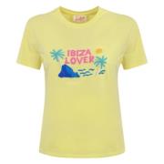 MC2 Saint Barth Gul Broderad T-shirt Ibizia Lover Yellow, Dam