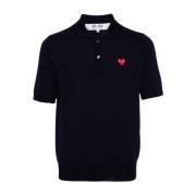 Comme des Garçons Play Röd Hjärta Polo Tröja Blue, Herr