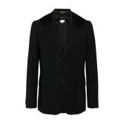 Comme des Garçons Pinstriped Ull Blazer med Avtagbar Krage Black, Herr