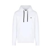 Armani Hoodie med logopatch White, Herr