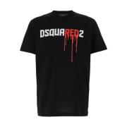 Dsquared2 Svart Logo Print Crewneck T-shirt Black, Herr