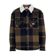 Tommy Hilfiger Grön Rutig Bomullsjacka med Sherpa Foder Multicolor, He...