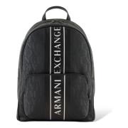 Armani Exchange Svart Ryggsäck med Logoband Black, Herr