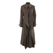 Alexander McQueen Dubbelknäppt bomullstrenchcoat Brown, Dam