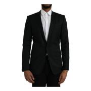 Dolce & Gabbana Svart Ull Blazer Slim Fit Black, Herr