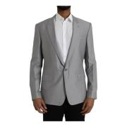 Dolce & Gabbana Grå Ull Blazer Slim Fit Gray, Herr