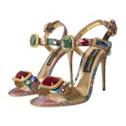 Dolce & Gabbana Kristall Jacquard Ankelrem Sandaler Multicolor, Dam