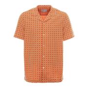 Edmmond Studios Artisan Shirt med Öppen Krage Orange, Herr