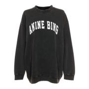 Anine Bing Vintage Oversized Sweatshirt med Distressed Detaljer Black,...