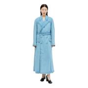 Dries Van Noten Denim Trench Coat Blue, Dam