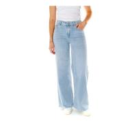 Replay Wide Leg Midwaist Jeans Blue, Dam