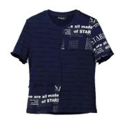 Desigual Blå Tryckt T-shirt för Kvinnor Blue, Dam