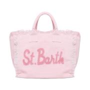 MC2 Saint Barth Elegant Tote Bag med Logo Patch Pink, Dam