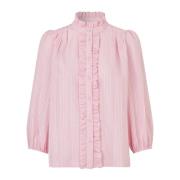 Lollys Laundry Röd Print Skjorta med 3/4 Ärmar Pink, Dam