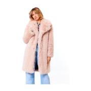 Kaos Faux Fur Midi Coat Pink, Dam