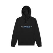 Givenchy Svart Logo Print Oversize Hoodie Black, Herr