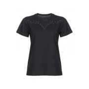 Pinko Tribal Rodeo Broderad Svart T-shirt Black, Dam