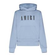 Amiri Blå Stickad Hoodie med Appliqué Logo Blue, Herr