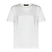 Fabiana Filippi Vit Pärlad Crew Neck T-shirts White, Dam