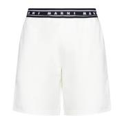 Marni Logo-Print Elastisk Midjeshorts White, Herr