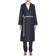 Ines De La Fressange Paris Norbert navy blue linen coat Blue, Dam