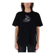 Junya Watanabe T-shirt med Fronttryck Rund Hals Black, Dam